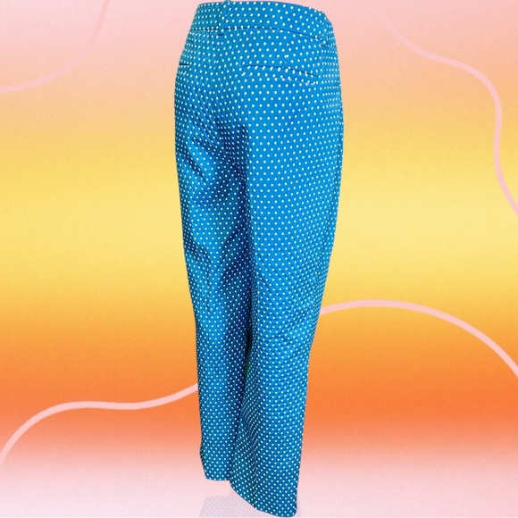 J. Crew ‘Cafe Capri’ in Turquoise & White Clip Dot Jacquard Size 6 - Picture 10 of 12